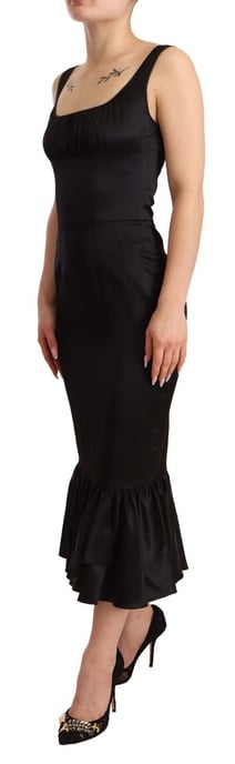 Dolce & Gabbana Damen Schwarzes Seiden-Stretch-Mermaid-Midi-Kleid - Image 2