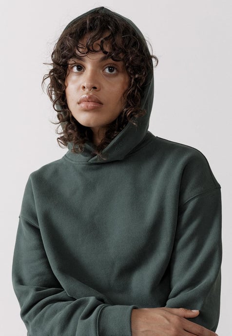 The Women's Pullover Crop Hoodie in green
