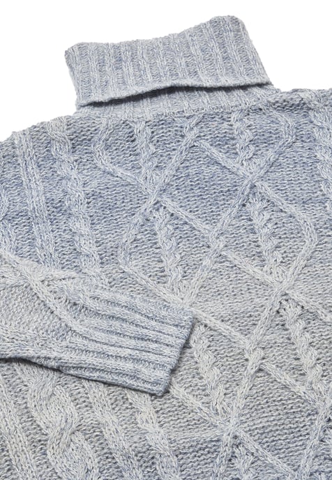 Mymo Rollkragenpullover Damen Blau Wollweiss - Image 3