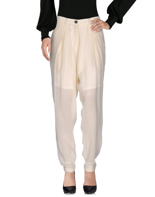 Trousers Isabel Benenato Ivory Women's Virgin Wool