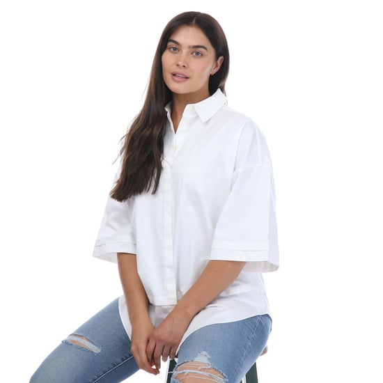 Women's Ted Baker Orlanda Oversized 3/4 Length Shirt in White