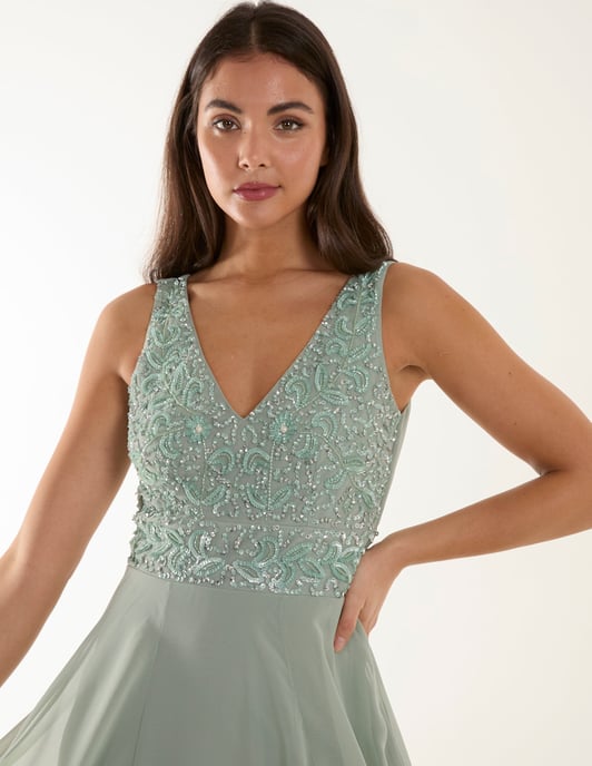 Embellished V-Neck Maxi Dress