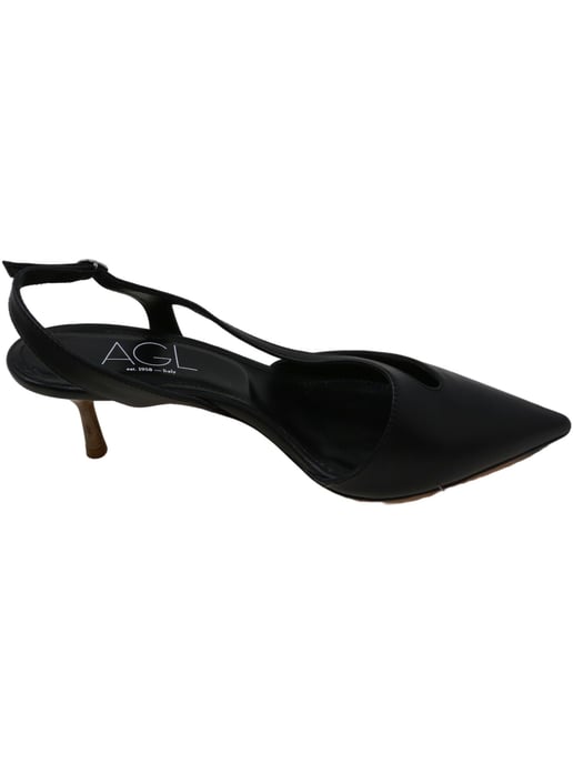 Agl Women's Slingback Pump Nero-Wood Ankle-High Snakeskin - 8M
