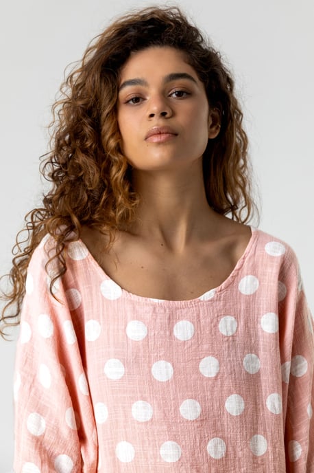 Spot Print 3/4 Sleeve Top