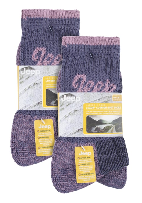 JEEP - 6 Paar Multipack Damen Baumwolle atmungsaktiv gepolstert Wandern Socken | Damen gepolstert Anti Blister Crew Trekking Socken - Lila / Rose - Image 2
