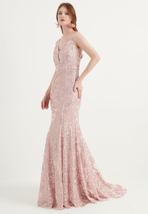 Thick Strap Maxi Evening Dress