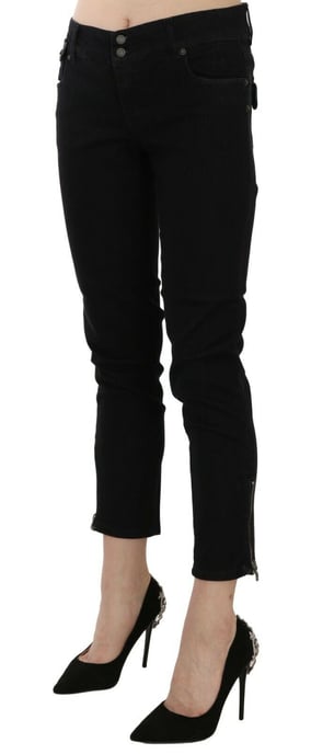 John Galliano Damen Schwarz Mittlere Taille Gekürzte Jeans mit Ausfransung Casual Hosen - Image 3