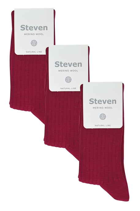 3 Paar Damen Original Merinowollsocken | Steven | Atmungsaktive dicke warme Stiefelsocken - Burgunderrot - Image 2
