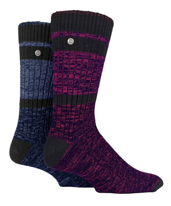 Herren Baumwolle Kleid Socken | Jeep | Midweight Knit Geist Socken, lässig gerippte Muster jeden Tag Socken - Petrol / lila - Image 1
