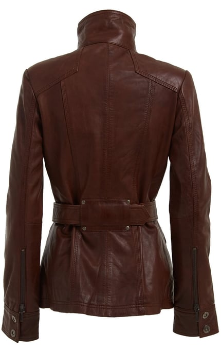 Women's military style leather biker jacket - Middleton