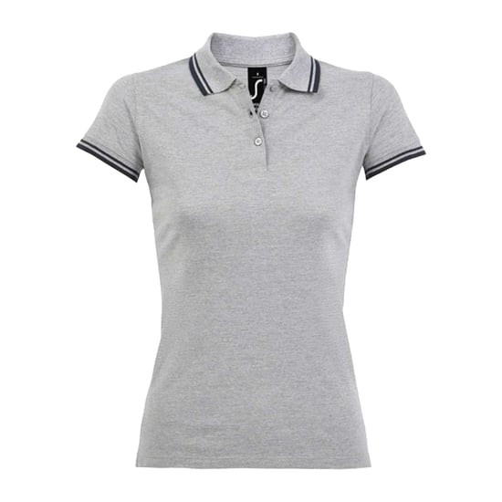 SOLS - "Pasadena" Poloshirt für Damen (Grau meliert/Marineblau) - Image 1