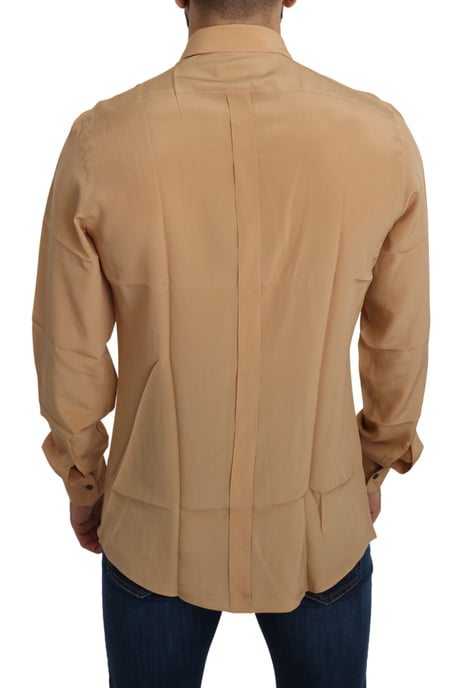 Dolce & Gabbana Men's Yellow 100% Silk GOLD Top Slim Shirt