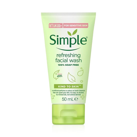 Simple Kind to Skin Soap Free Refreshing Facial Gel Wash, 50ml, 6 pack
