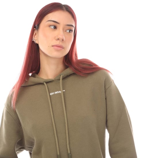 Damen Off-White Flock Chine Blumen Pfeil Hoodie in Grün - Image 3