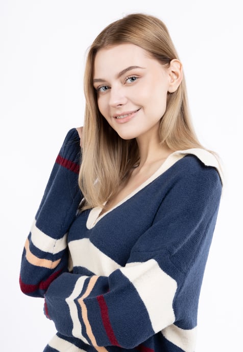 Dreimaster Strickpullover Damen Marine Mehrfarbig - Image 5