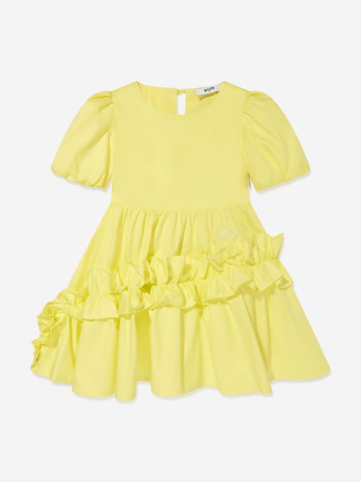 MSGM Girls Poplin Dress in Yellow