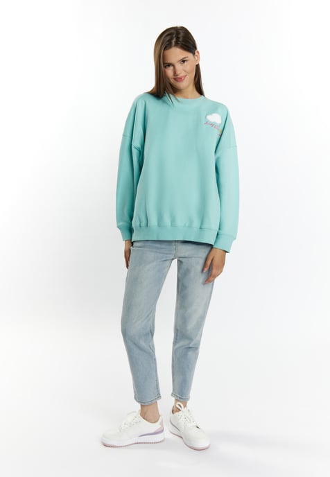 Mymo Sweatshirt mit Rundhalsausschnitt Damen Aqua - Image 3