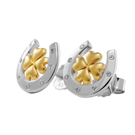 Orphelia 'Signature' Damen Ohrstecker aus 925er Sterling Silber - Silber/Gold ZO-7517 - Image 4