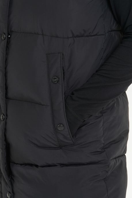 Black Longline Padded Gilet With Hood