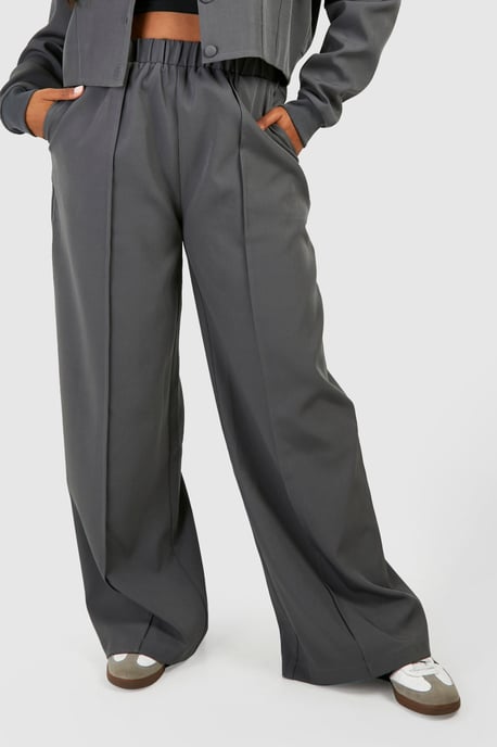 Plus Tailored Seam Front Slouchy Wide Leg Trousers - Image 4