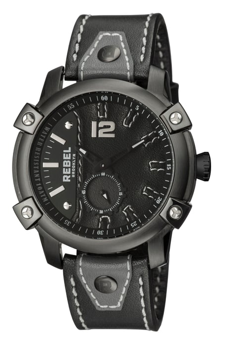 Rebel Men's Weeksville Black Dial Leather Watch