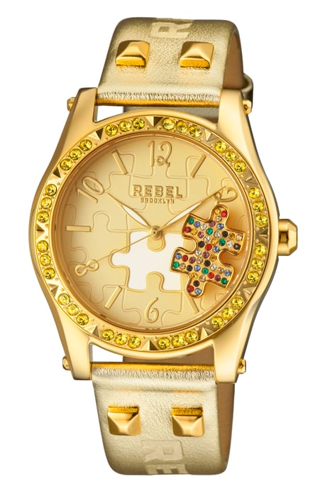 Rebel Women's Gravesend Yellow Gold Dial Leather Watch