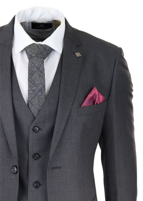 Herren 3-teiliges Anzugset in Anthrazitgrau mit klassischem Steppdesign im Retro-Stil - Image 6