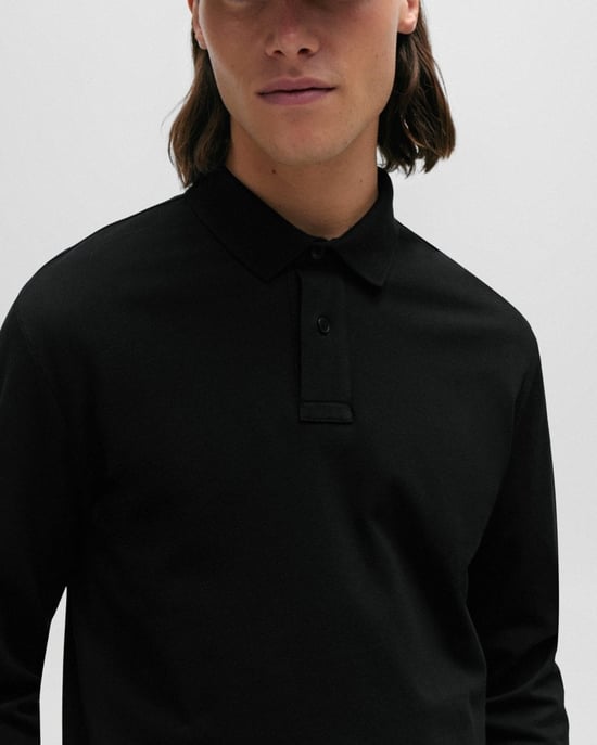 BOSS Orange Passerby Herren Langarm Stretch-Cotton Polo-Shirt mit Logo-Patch NOS - Image 2