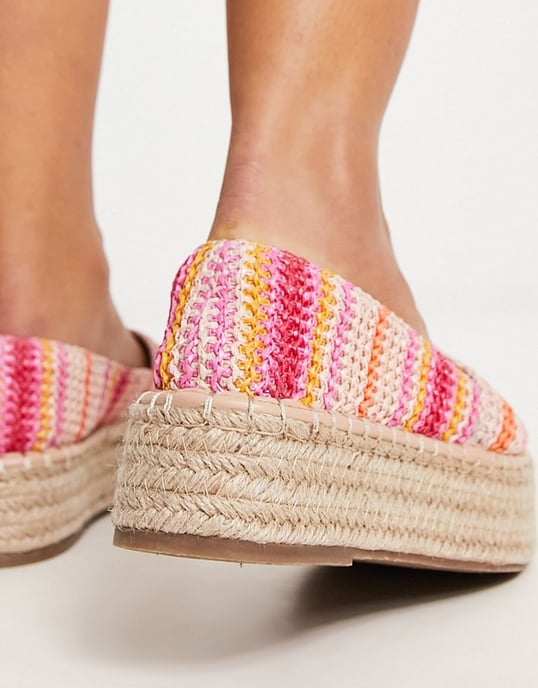 ASOS DESIGN Wide Fit Journal flatform espadrilles in bright multi
