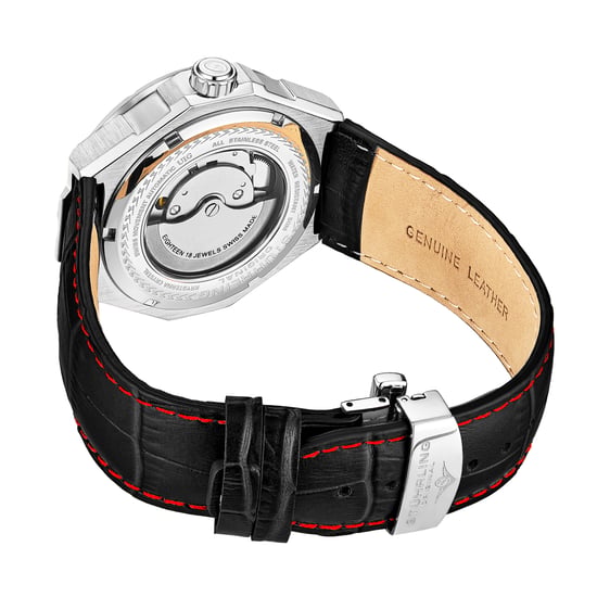 Silber und Schwarz Gio Swiss Automatic 44mm Skeleton - Image 3