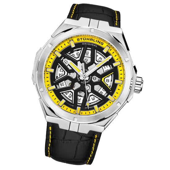 Schwarz und Gelb Gio Schweizer Automatik 44mm Skeleton - Image 2