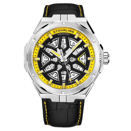 Schwarz und Gelb Gio Schweizer Automatik 44mm Skeleton - Image 1