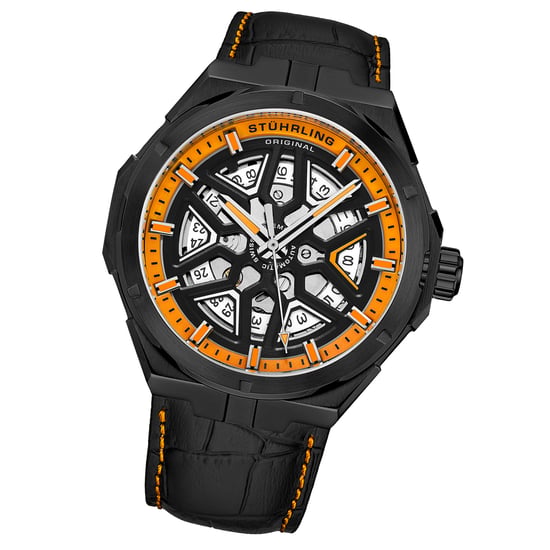 Schwarz und Orange Gio Schweizer Automatik 44mm Skeleton - Image 2