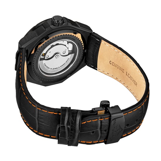 Schwarz und Orange Gio Schweizer Automatik 44mm Skeleton - Image 3