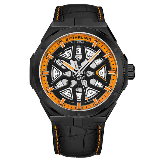 Schwarz und Orange Gio Schweizer Automatik 44mm Skeleton - Image 1