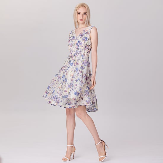 Ärmelloses Teekleid aus Organza mit Blumendruck - Image 3