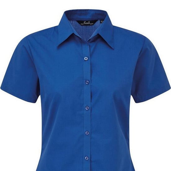 Premier Damen Kurzarm Popeline Bluse / Arbeitshemd (Königsblau) - Image 2
