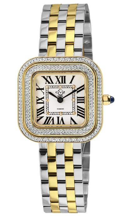 GV2 Bellagio Damen Swiss Made Diamant Silber-Weißes Zifferblatt, zwei getönte SS/IPYG Armbanduhr - Image 1