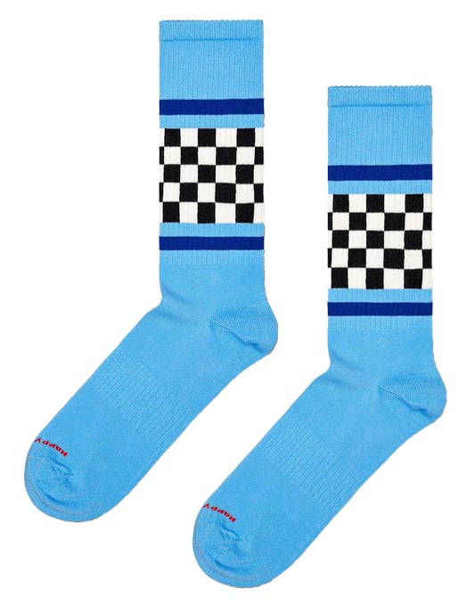 Gestreifte Socken | Happy Socks | Socken mit neuartigem Schottenmuster | Lustige Geschenkesocken - Blau - Image 2