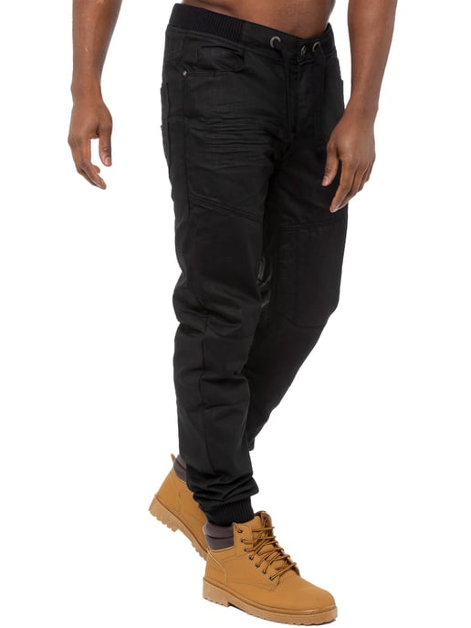 Enzo| Herren-Jogger-Jeans aus Denim mit Bündchen - Schwarz - Image 3