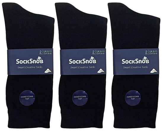 Sock Snob - 6 paires hommes coton fantaisie motif rayures imprimes chaussettes - Noir - Image 2
