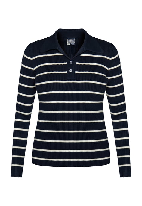 Dreimaster Knitted pullover women marine wool white