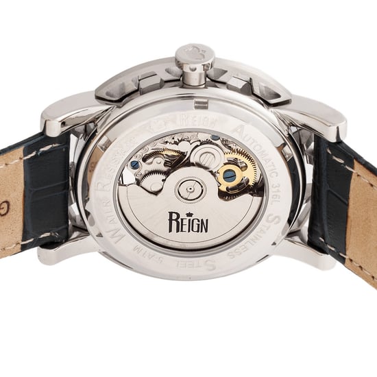 Reign Stavros Automatic Skeleton Leather-Band Watch