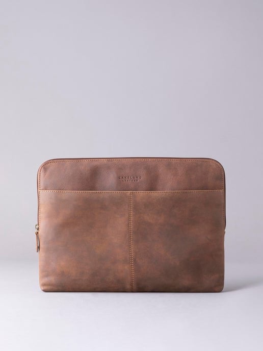 Hunter Leather Laptop Sleeve in Tan