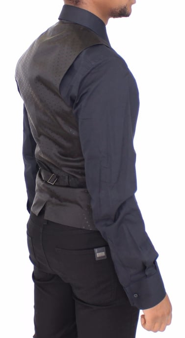 Dolce & Gabbana Black Wool Silk Stretch Dress Vest Blazer
