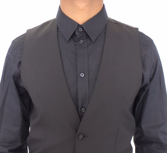 Dolce & Gabbana Black Wool Silk Stretch Dress Vest Blazer