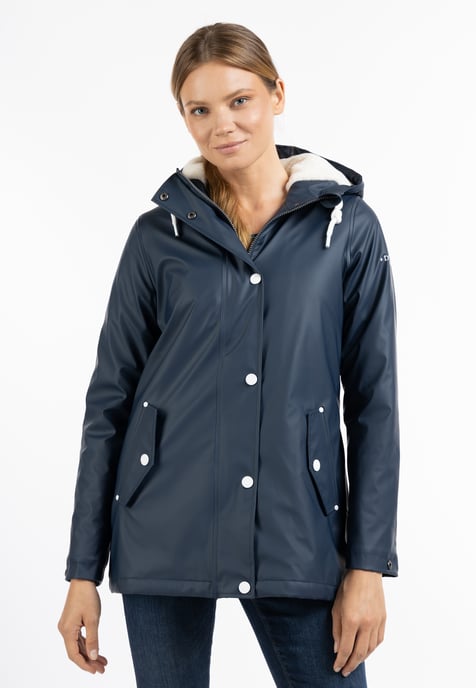 Dreimaster Regenjacke mit Webpelzfutter Damen Marine - Image 2