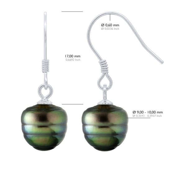 Ohrringe aus Silber 925 und echten Tahiti-Zuchtperlen, eingekreist 9-10 mm - Image 2