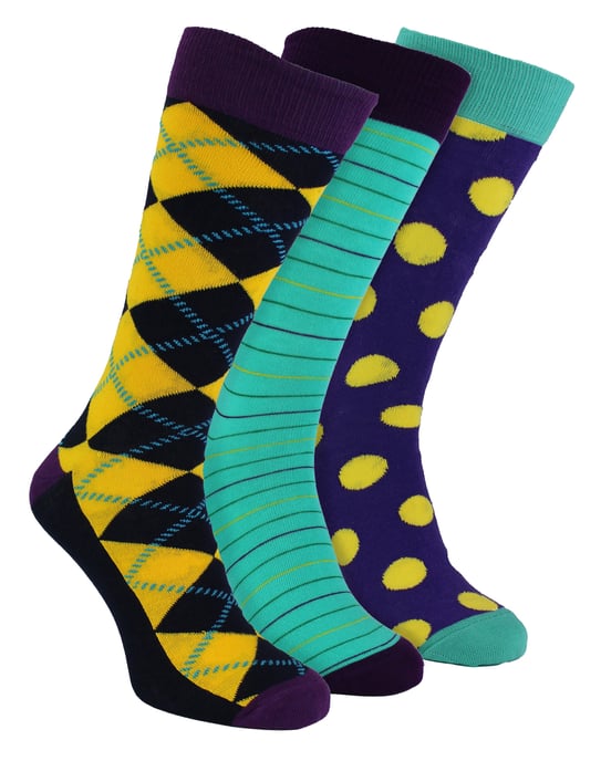 HS von Happy Socks - Herren 3er Pack Spaßige modische Socken - Argyle (Lila) - Image 1