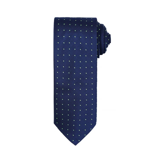 Premier Mens Micro Dot Pattern Formal Work Krawatte (Navy/ Lime) - Image 1